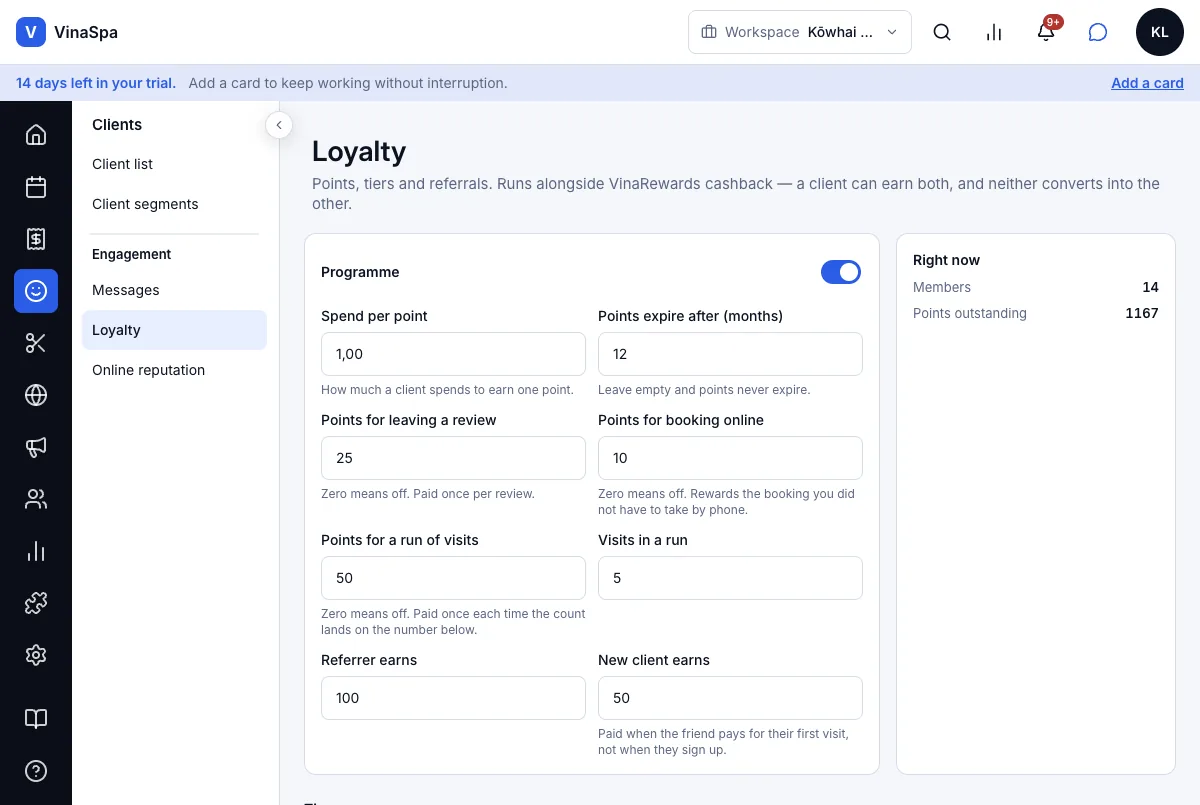 Loyalty points — The programme — Computer