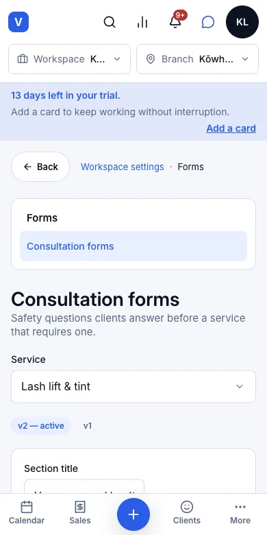 Build your own form, with several question types — Result — v2 active — Phone