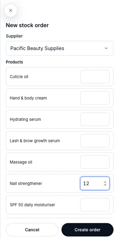 Retail products, sellable at the till — New stock order — 12 Nail strengthener from Pacific Beauty Supplies — Phone