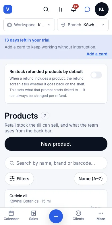 Stock drawn down on sale — Products after the sale — Phone