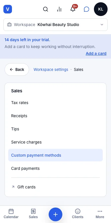 Cash, EFTPOS, bank transfer, recorded by hand — Result — Account credit added — Phone