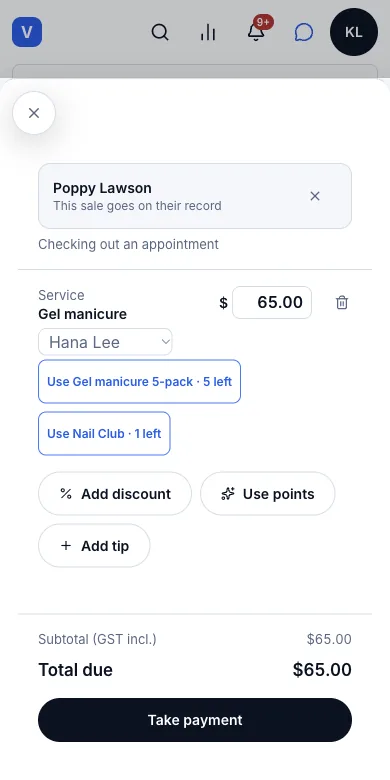 Sell prepaid packages and spend them at the till — The till offers the package under the service — Phone