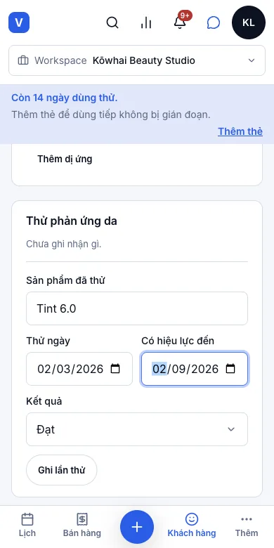 Thử phản ứng da, hết hạn là coi như chưa thử — Lần thử thuốc nhuộm từ tháng 3, hiệu lực đến tháng 9 — Điện thoại