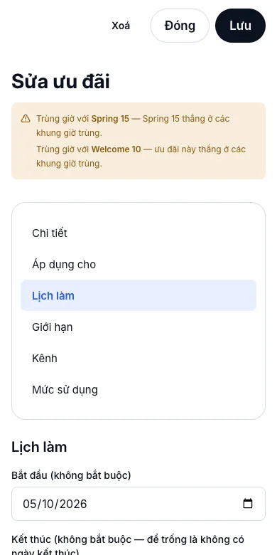 Ưu đãi chớp nhoáng theo khoảng ngày — Lịch — 5 đến 11 tháng 10 — Điện thoại