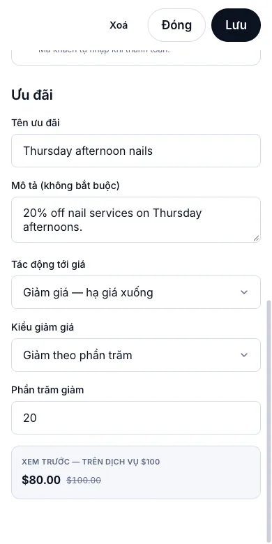 Giờ vàng lặp lại hằng tuần — Giờ vàng, giảm 20% — Điện thoại