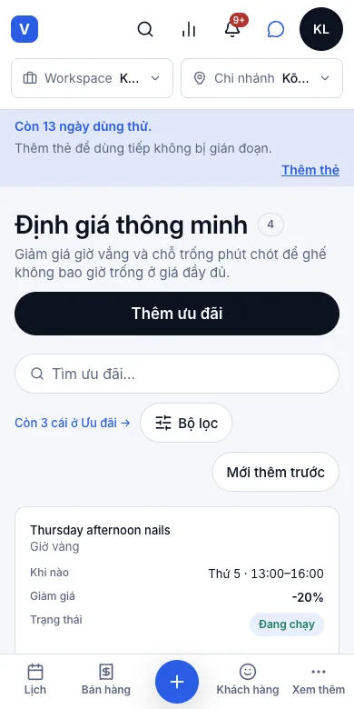 Giờ vàng lặp lại hằng tuần — Kết quả — trong Định giá thông minh, Đang chạy — Điện thoại
