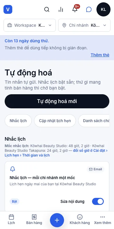 Tiệm tự đặt nhắc trước bao nhiêu giờ — Kết quả — Kōwhai 48 giờ, Takapuna 24 giờ — Điện thoại