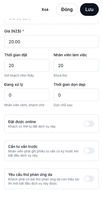 Chỉ hiện dịch vụ tiệm cho đặt online — Gel removal — tắt Đặt được online — Điện thoại