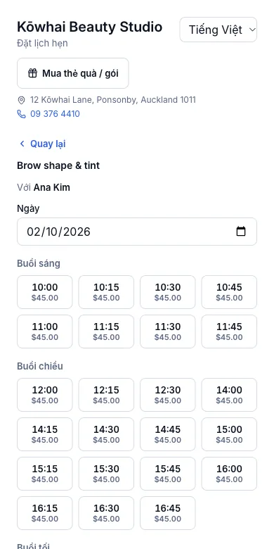 Chọn nhân viên, hoặc "ai rảnh cũng được" — Giờ trống của Ana Kim ngày thứ Sáu 2/10 — Điện thoại